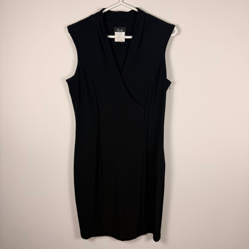 VINTAGE Bali Corp Black Sleeveless V-Neck Faux Wrap Sheath Dress Size 6  Canada